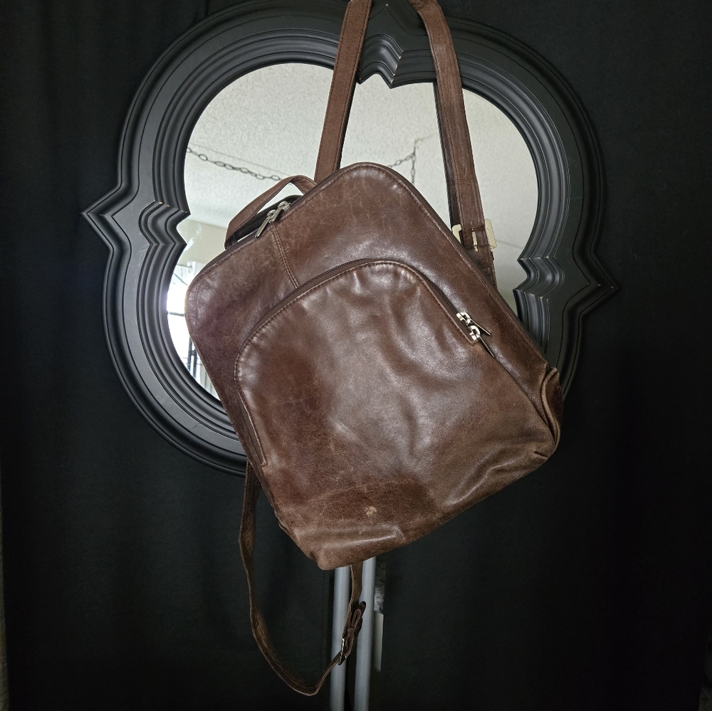 Brown Leather Men's Backpack